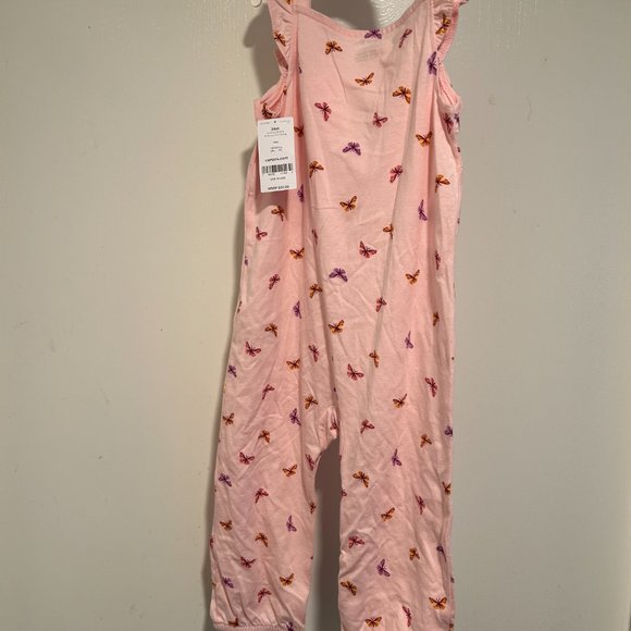 CARTERS BABY GIRLS PINK BUTTERFLY OVERRALLS - Picture 2 of 9